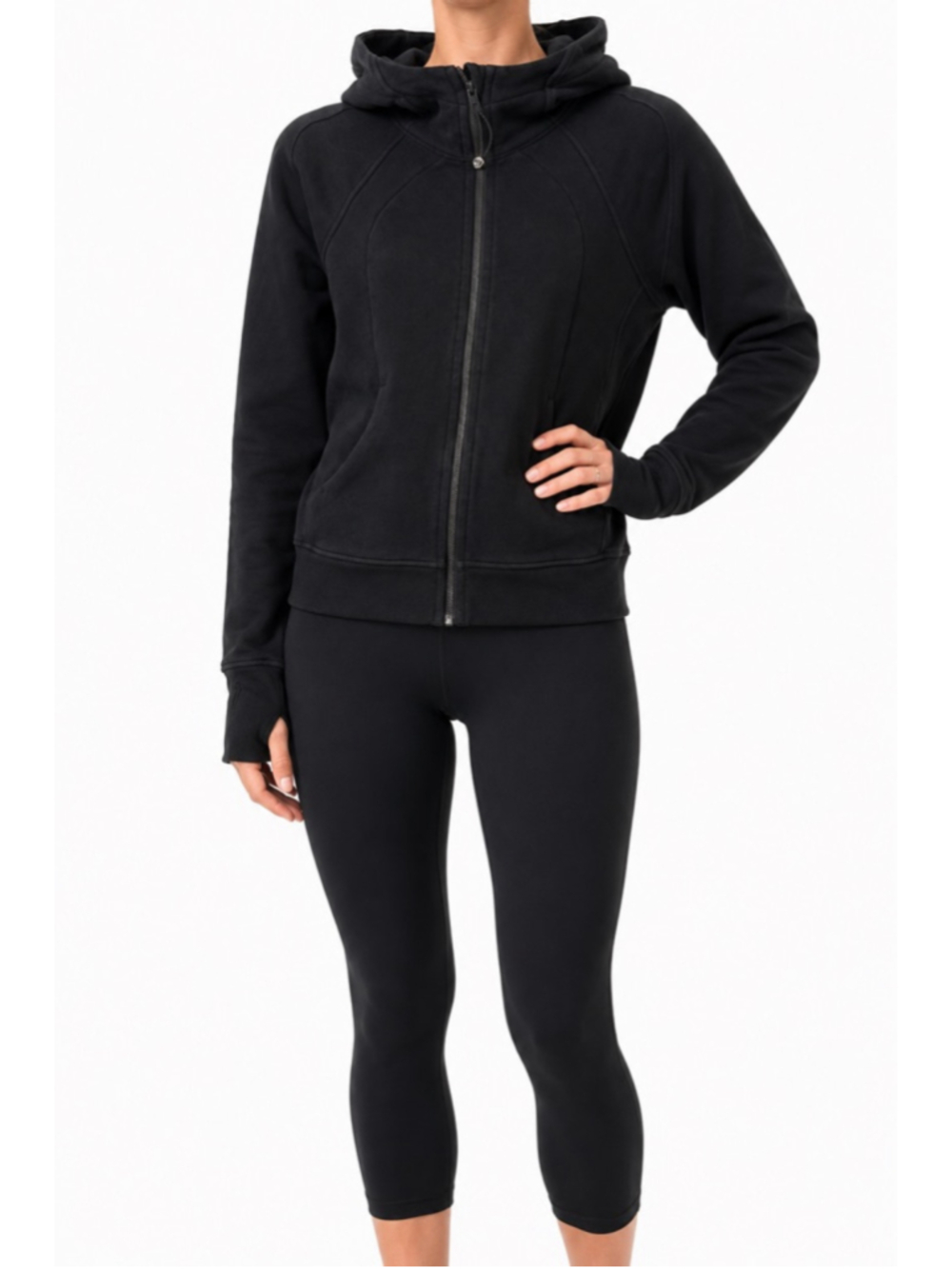 Lululemon FOX SPORTS Scuba Hoodie Light Cotton Fleece Sz 6 Black EUC